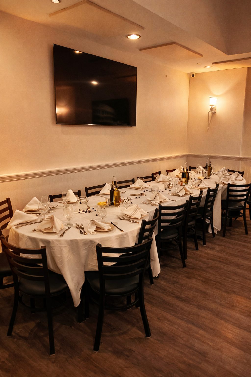 The private party room set for an event